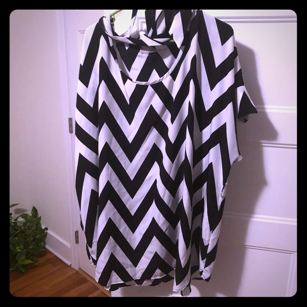 Chevron print tunic with self belt